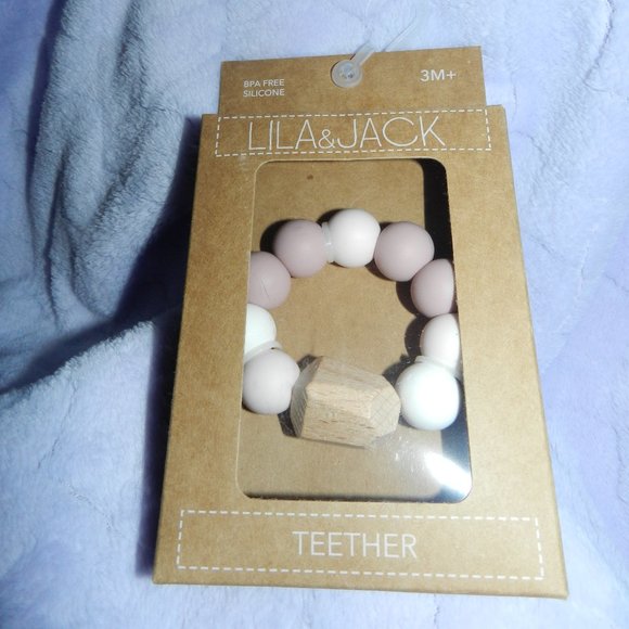 Lila & Jack 100% Food Grade & Beech Wood Silicone & Gem Baby Teether (Pink) NEW - Picture 2 of 10